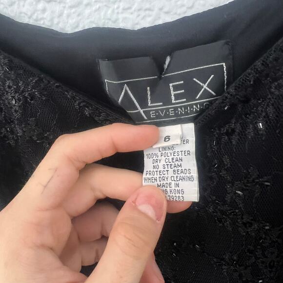 Alex Evenings Black Sparkly Embellished Insane Y2k Midi 90s Dress Fairy Cottage - Picture 3 of 3